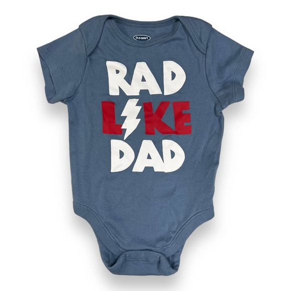 FREE Old Navy, Baby "Rad Like Dad" Blue and Red Bodysuit Onesie - Picture 2 of 4